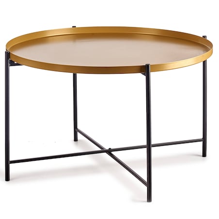 Niski stolik kawowy ze złotym blatem, Ø 76,5 cm