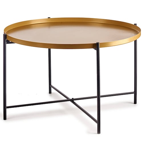 Niski stolik kawowy ze złotym blatem, Ø 76,5 cm