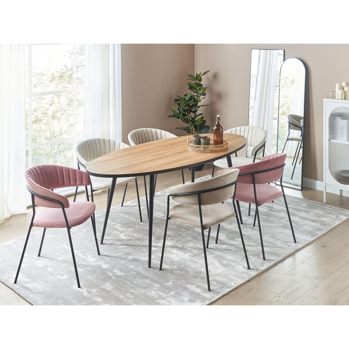 2 krzesła do jadalni welurowe różowe MARIPOSA