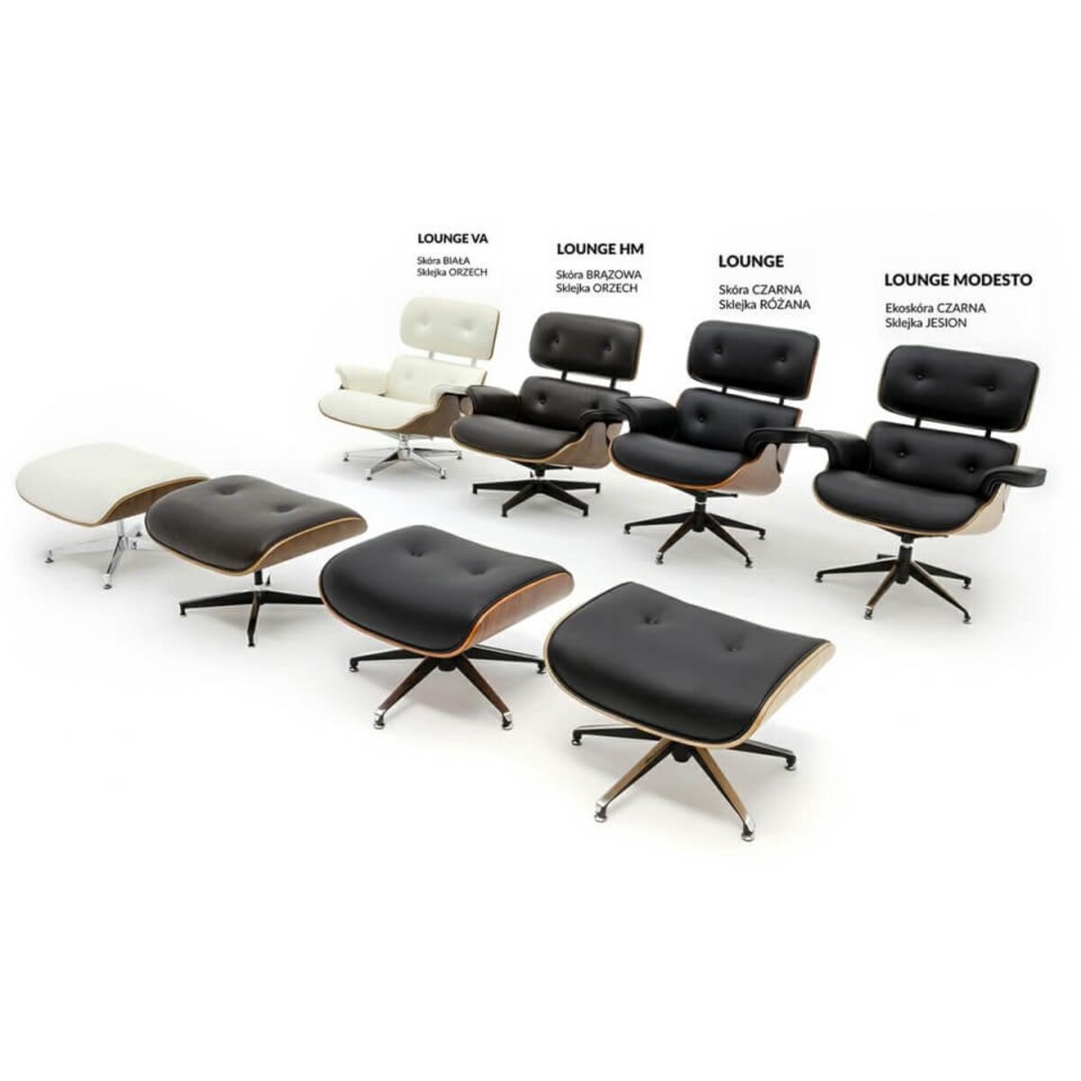 Fotel z podnóżkiem Lounge KH1501100103 King Home drewno metal orzech biały