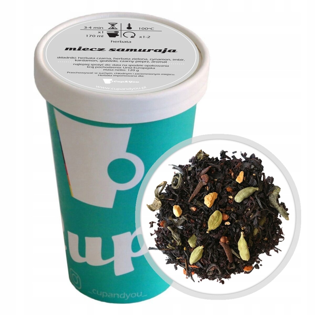 Herbata czarna MIECZ SAMURAJA kardamon imbir cynamon goździki pieprz 120g - herbata liściasta sypana mieszanka napar susz
