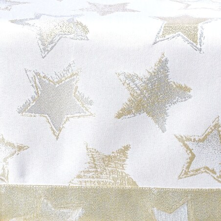 Obrus bożonarodzeniowy Gwiazdki - Srebrno-Złoty Blask - 120x180 cm - wielokolorowy