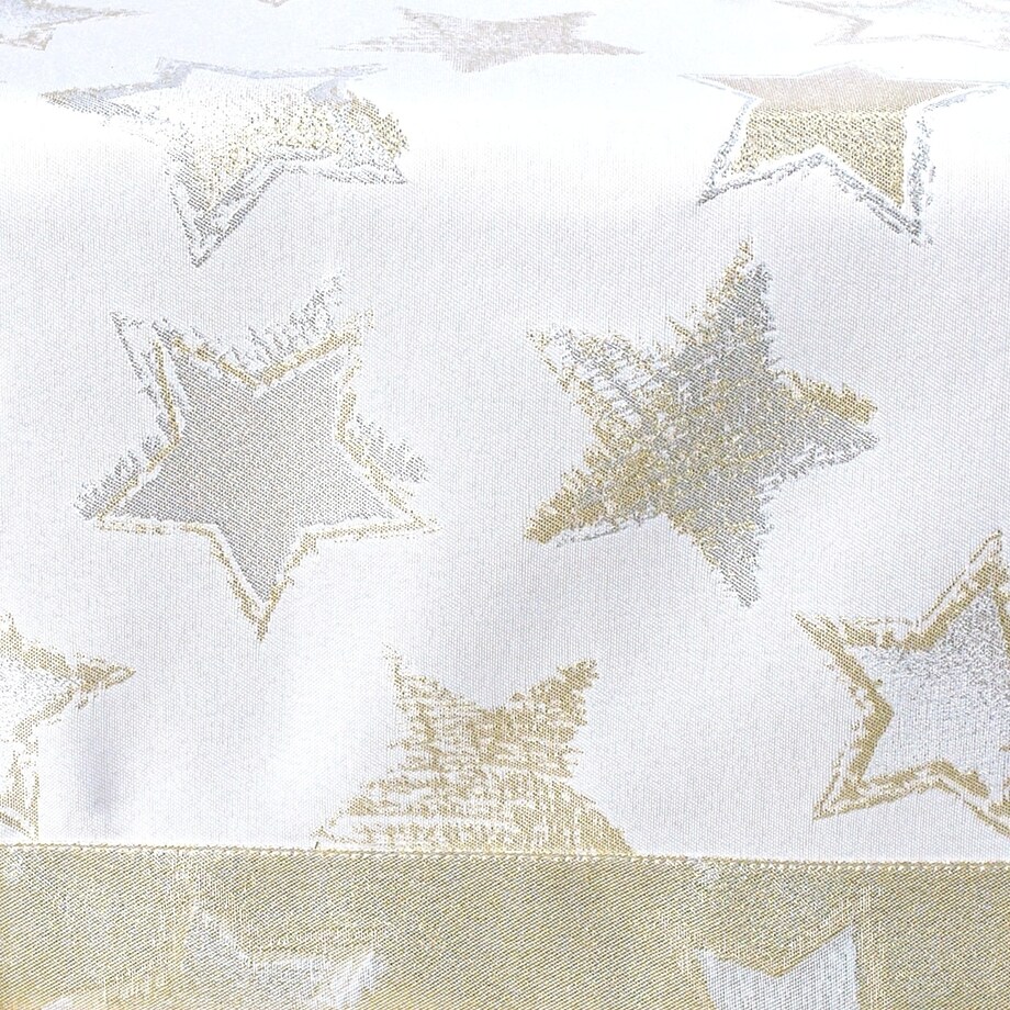Obrus bożonarodzeniowy Gwiazdki - Srebrno-Złoty Blask - 120x180 cm - wielokolorowy