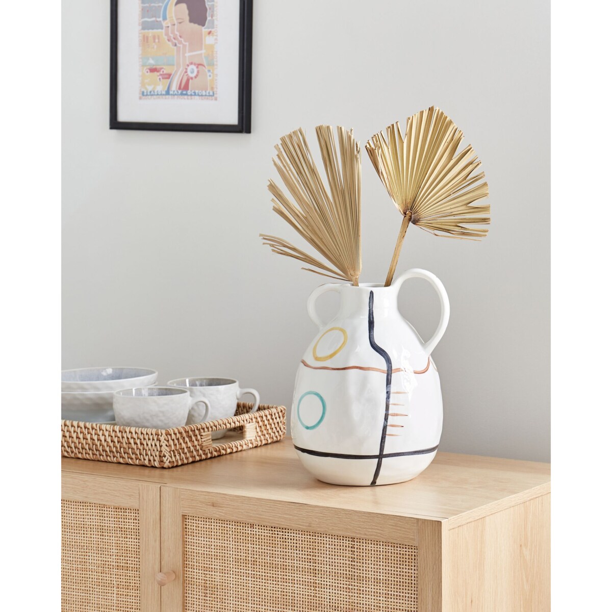 Kamionka Wazon na kwiaty 28 cm Biały Kolorowy DORY