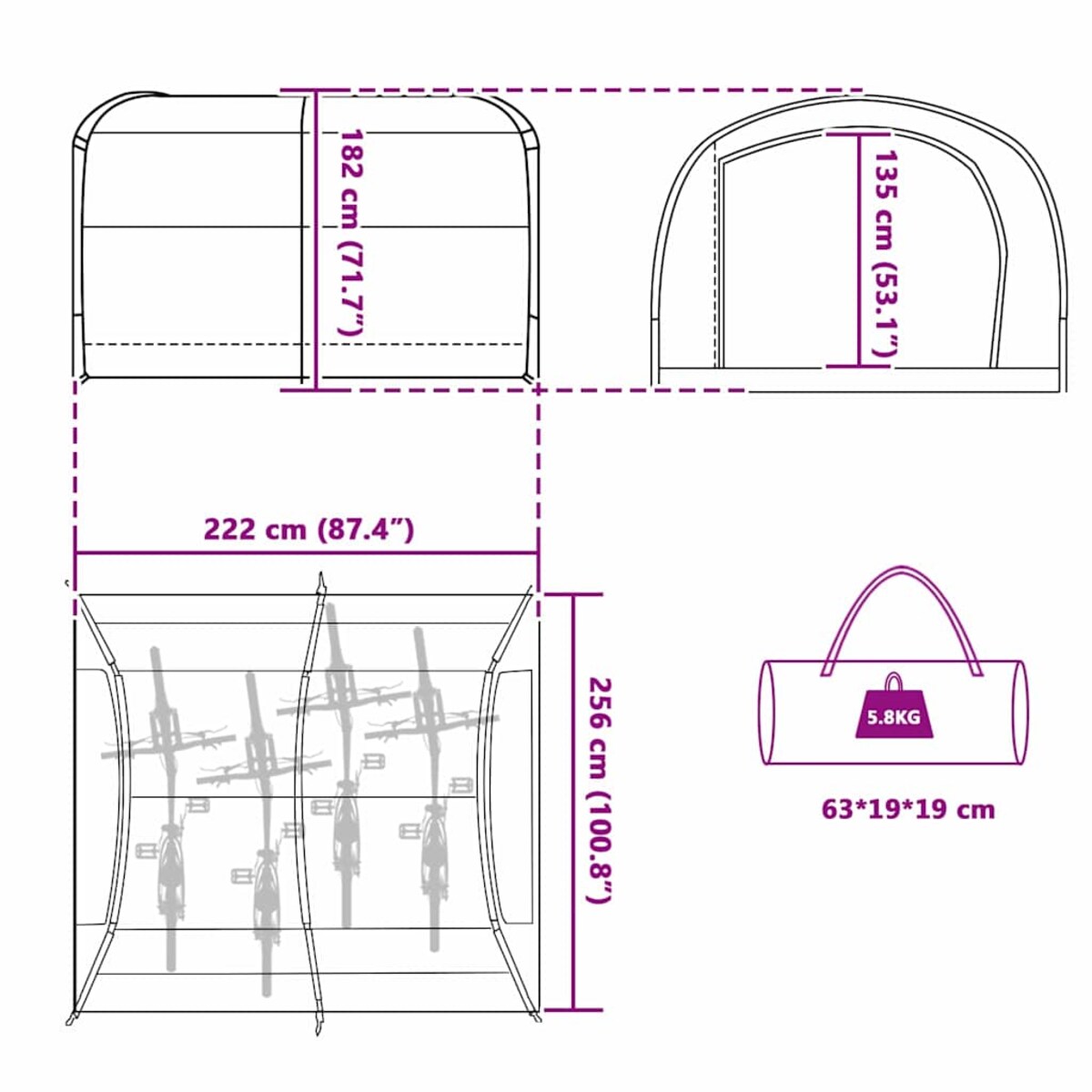 vidaXL Namiot do przechowywania rowerów z dachem Szary i pomarańczowy