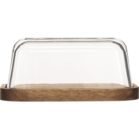 Maselniczka ze szkła i drewna 8,4x17,7x12,7 cm