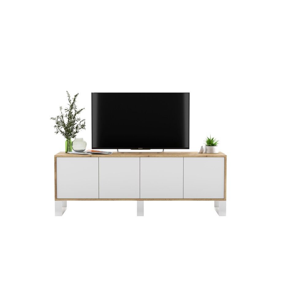 Szafka RTV Loft Komoda Industrialna Dąb Wotan Biały MAT 150 cm