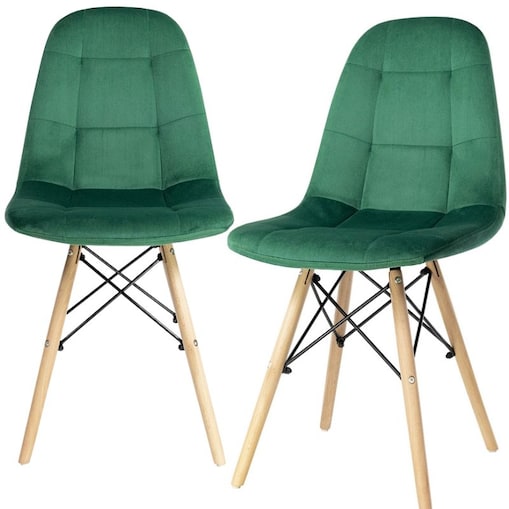 Krzesło Tapicerowane Welurowe Do Jadalni Salonu Pikowane Skandynawskie