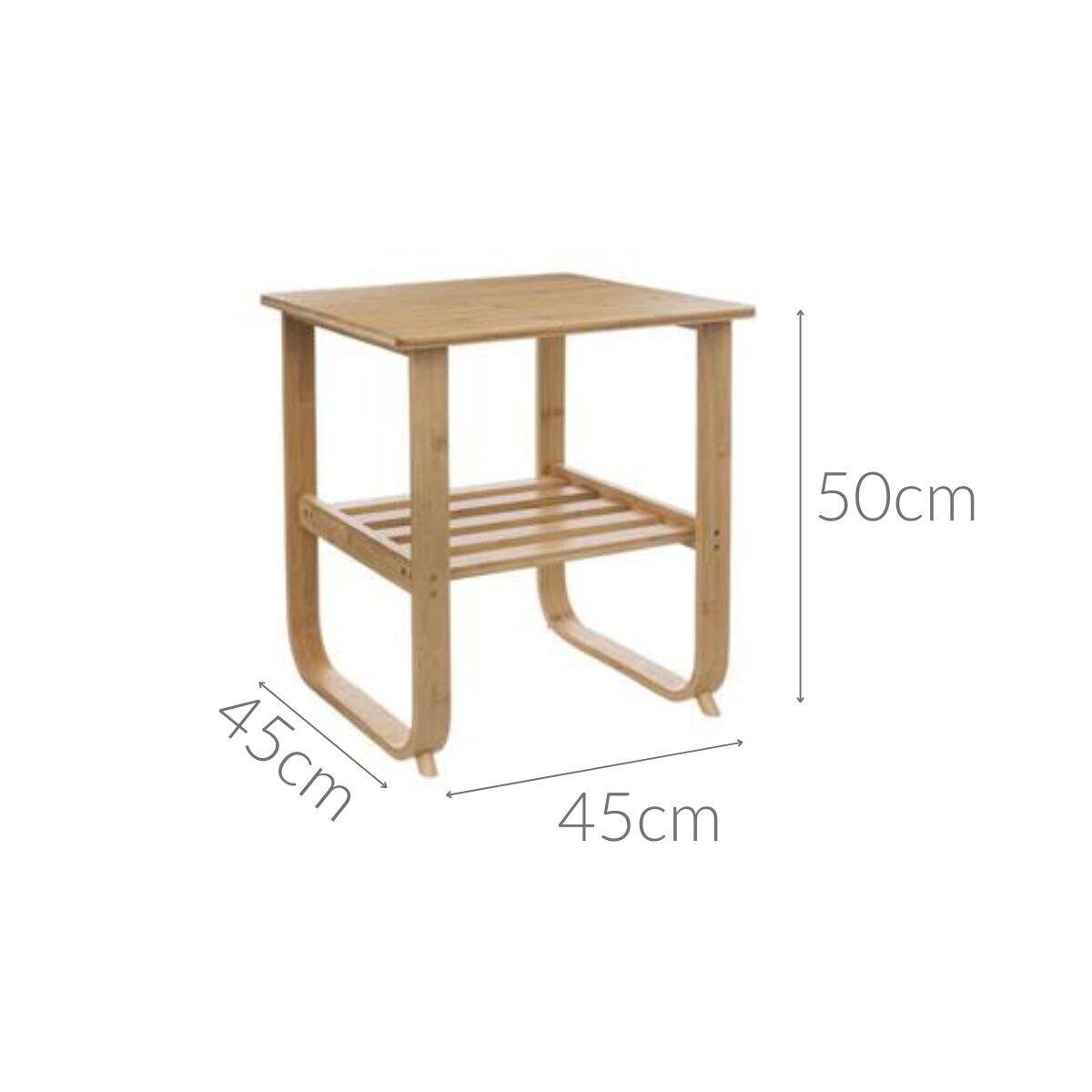 Bambusowy stolik kawowy HOCA z półką na czasopisma, 2w1