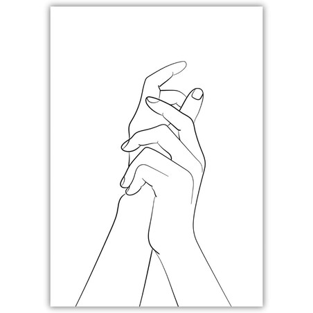 plakat line art dłonie 30x40 cm