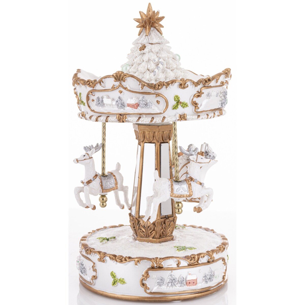 Dekoracja - karuzela z pozytywką 25x15x15 cm GIOSTRA-2 biało-złota