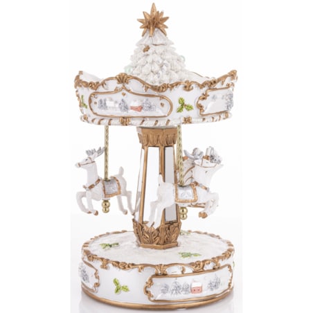 Dekoracja - karuzela z pozytywką 25x15x15 cm GIOSTRA-2 biało-złota