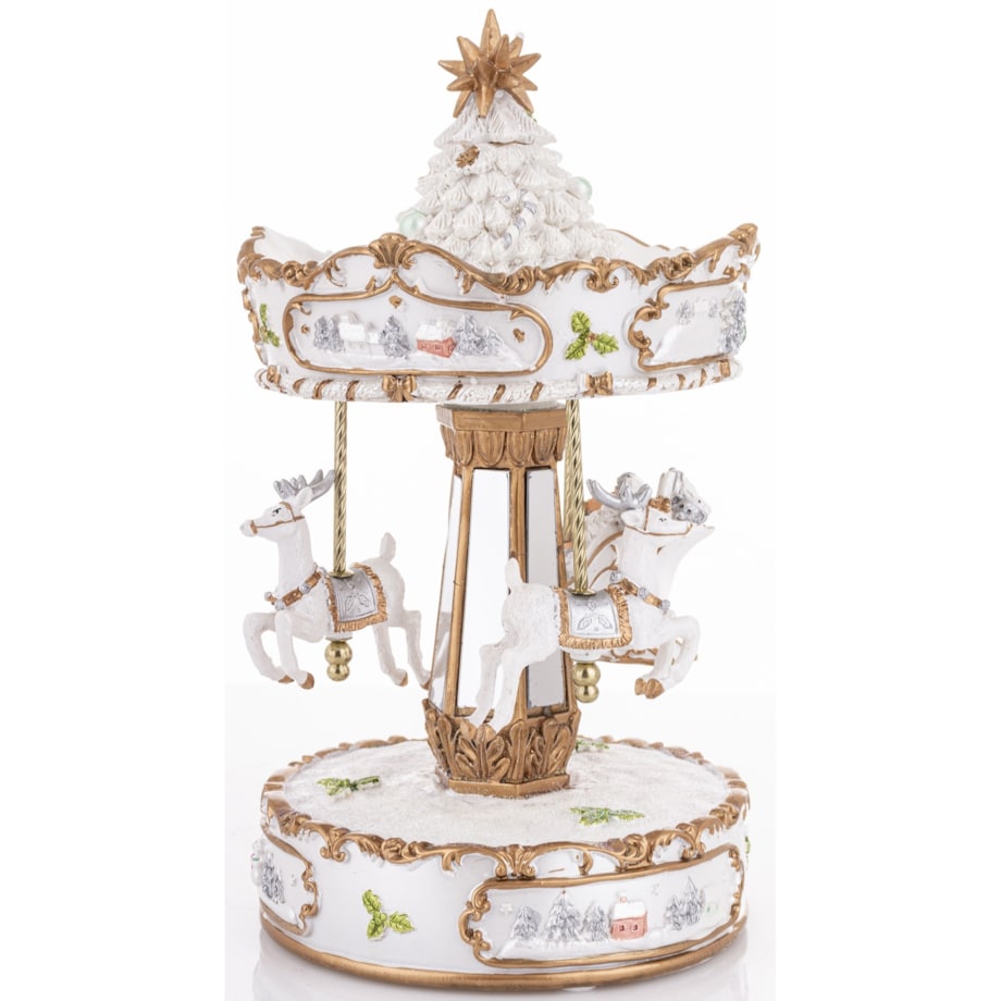 Dekoracja - karuzela z pozytywką 25x15x15 cm GIOSTRA-2 biało-złota