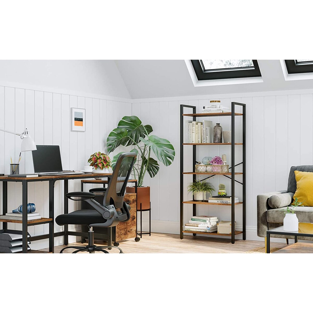 Regał Półka Na Książki 66X30X153 Cm Rustykalny Brąz, Czarny