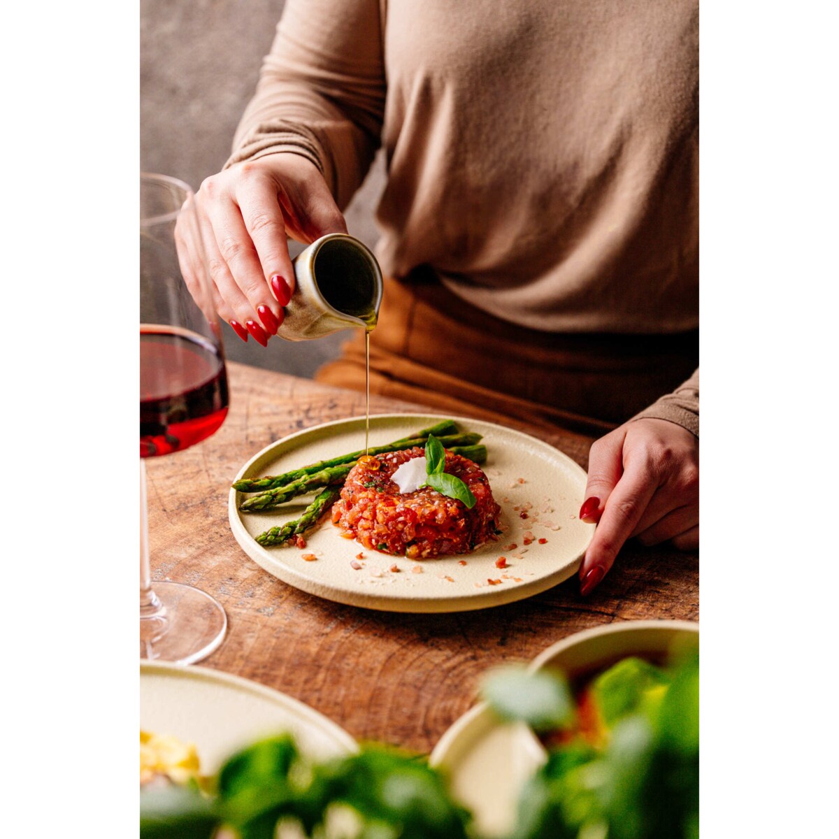 Serwis obiadowy Anun beżowy na 12 osób 36 szt. Nowoczesny Do zmywarki Komplet talerzy