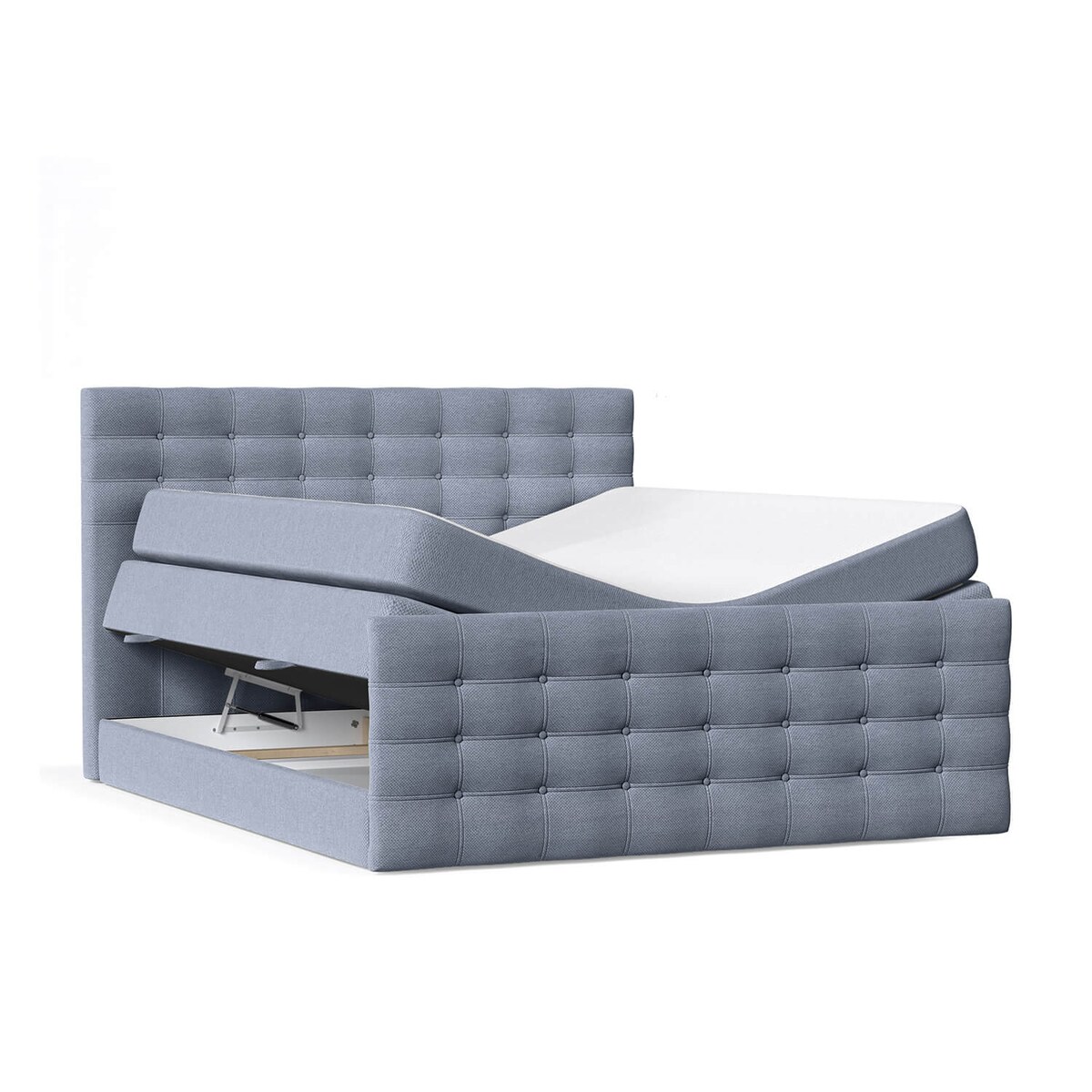 Łóżko kontynentalne STATE 120x200 z pojemnikiem, Niebieskoszary, tkanina Megan 360
