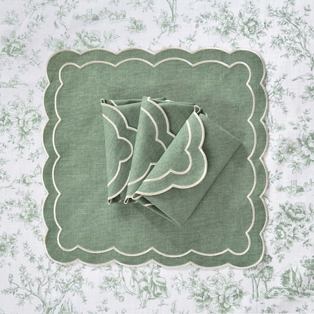 Obrus Toile de Jouy Green okrągły - Średnica ok. ⌀ 210 cm