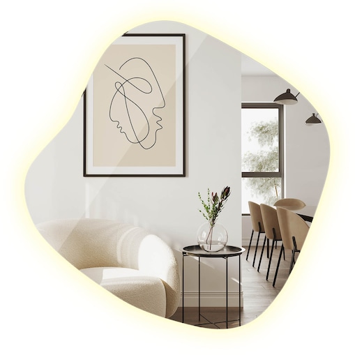 Lustro Nieregularny Kształt LED - 77x76,6 cm - Neutralne Światło