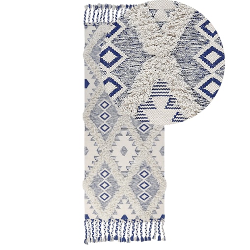 Dywan bawełniany 80 x 200 cm beżowo-niebieski MANAVGAT