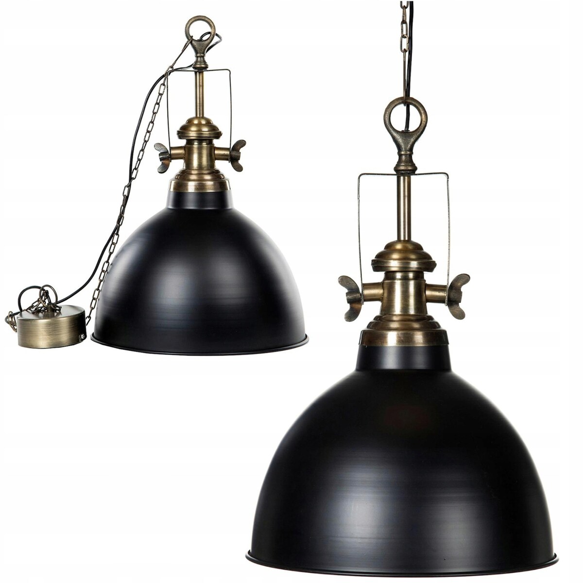 LAMPA SUFITOWA WISZĄCA NAD STÓŁ LOFT DUŻA METALOWA CZARNA MAT 60CM E27