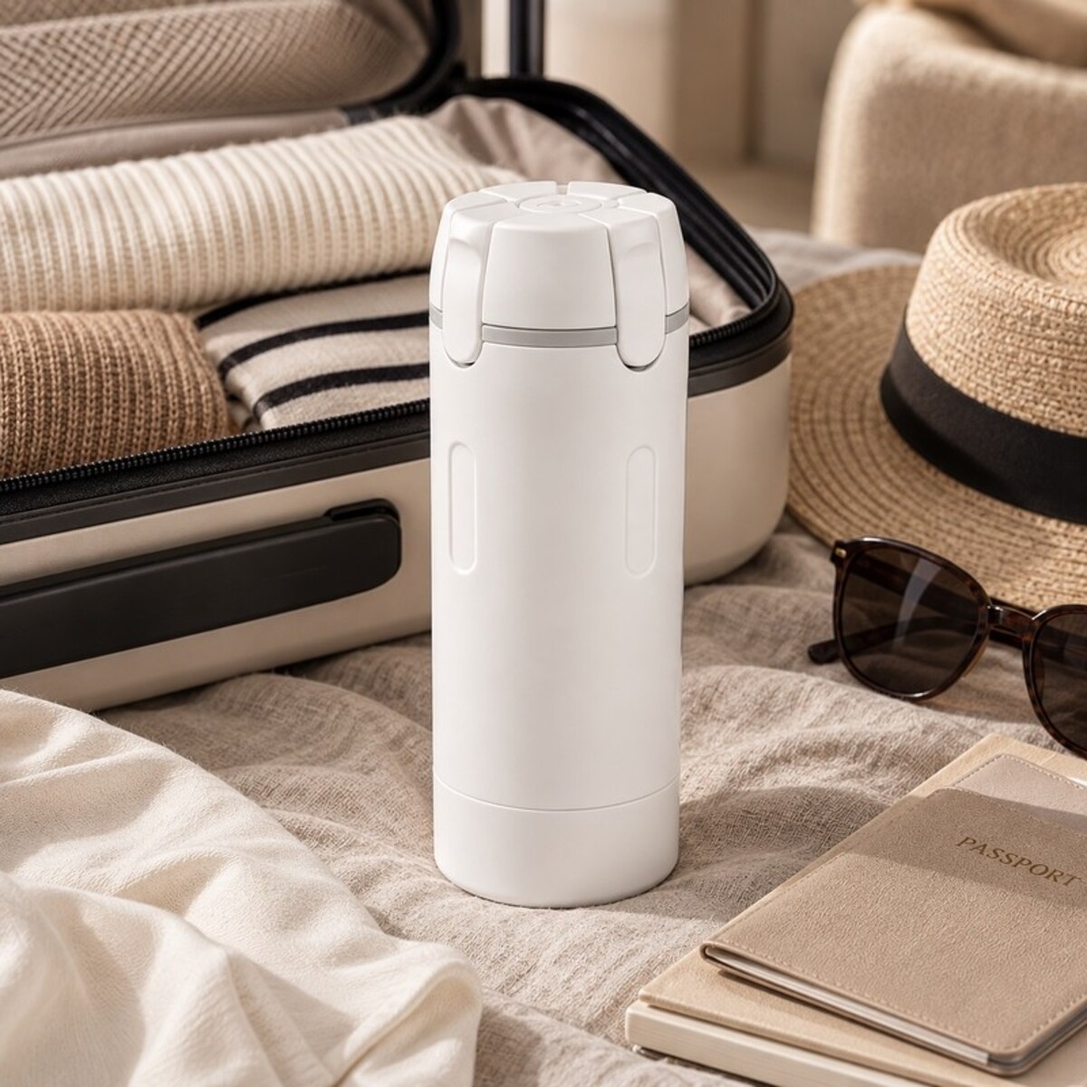 Dozownik podróżny SHP EASY TRAVEL biały 4 × 30 ml na kosmetyki