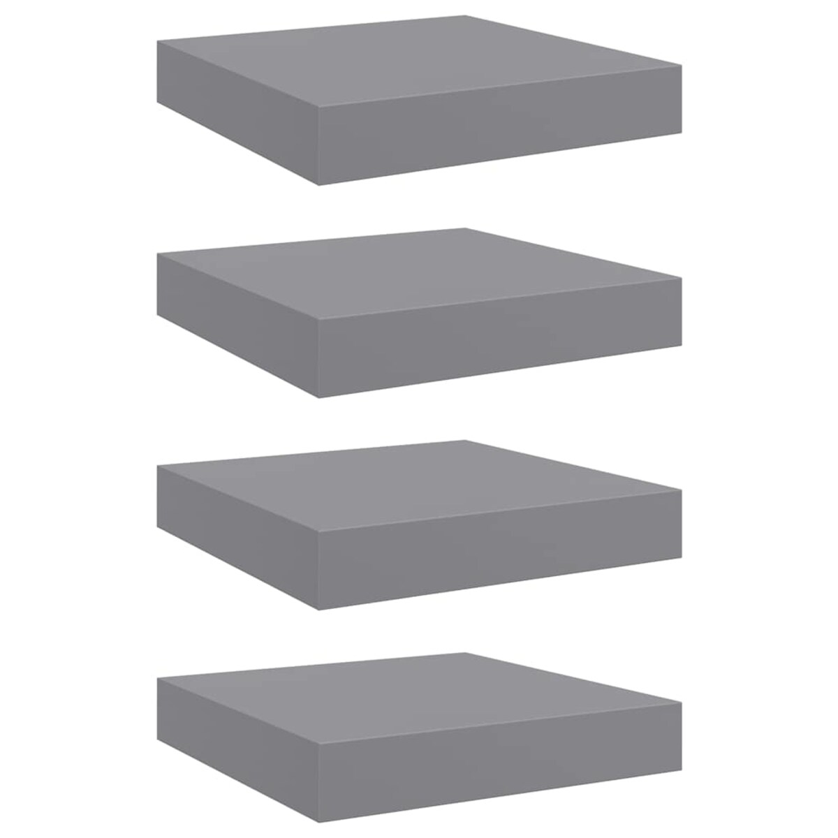 vidaXL Półki ścienne, 4 szt., szare, 23 x 23,5 x 3,8 cm, MDF