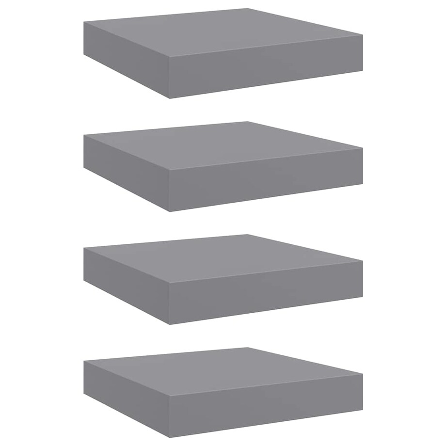 vidaXL Półki ścienne, 4 szt., szare, 23 x 23,5 x 3,8 cm, MDF