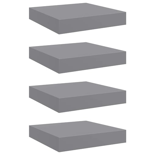 vidaXL Półki ścienne, 4 szt., szare, 23 x 23,5 x 3,8 cm, MDF