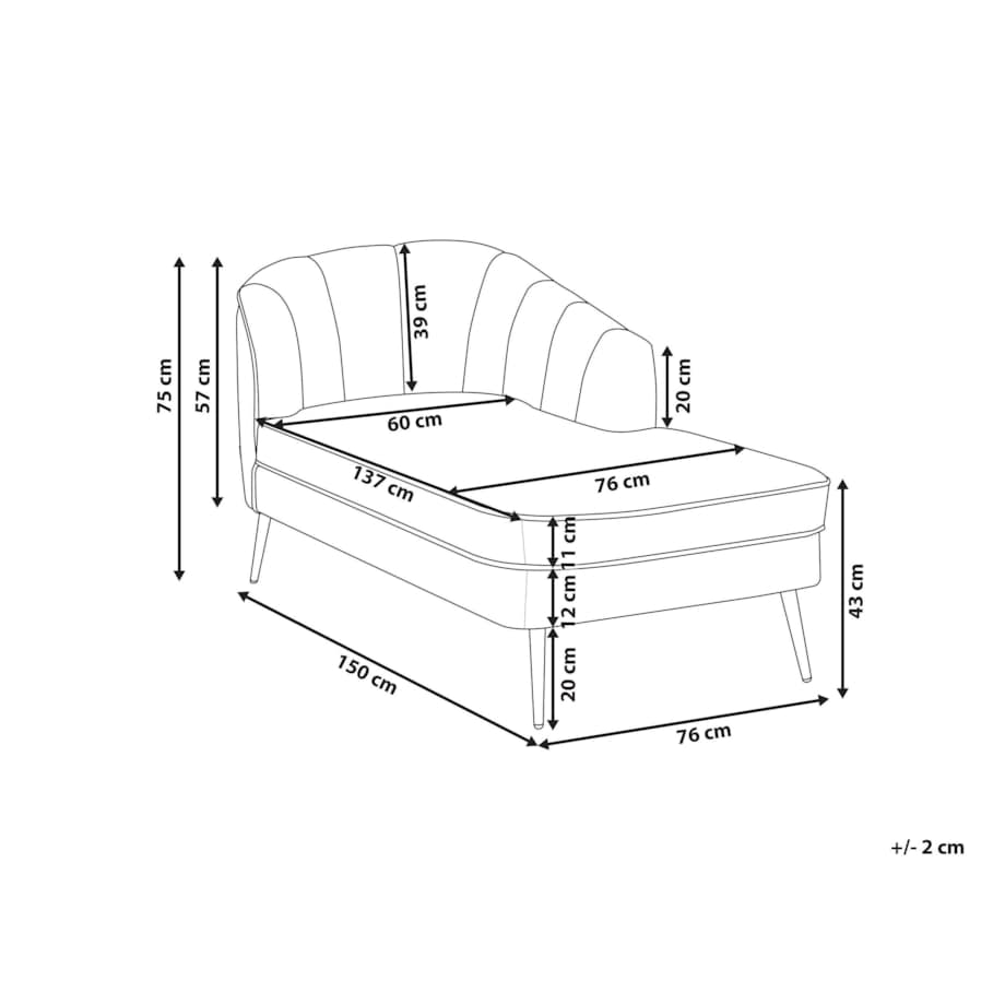 Szezlong boucle prawostronny zielony ALLIER