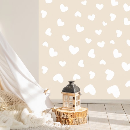 Naklejka na ścianę łuk latte - serca XL