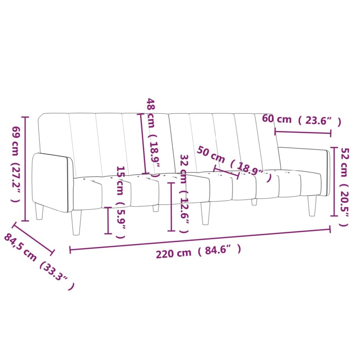 vidaXL 2-osobowa kanapa, ciemnoszara, tapicerowana tkaniną
