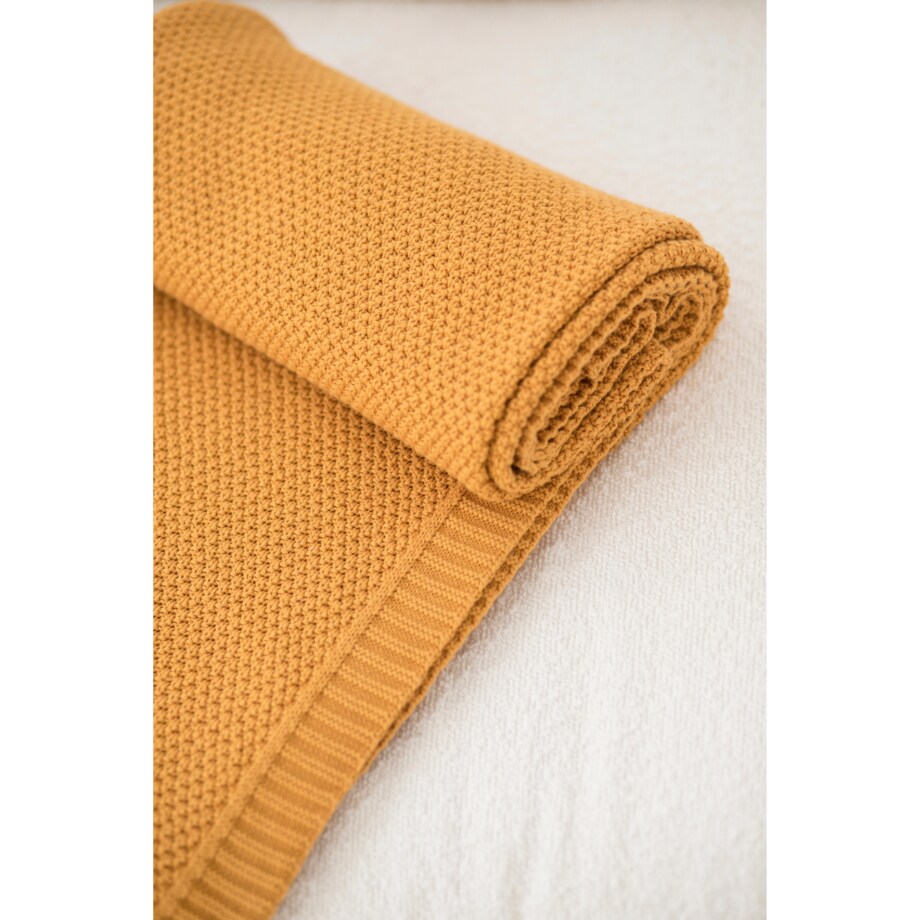 Pled pleciony musztardowy, 130 x 160 cm, La Manta