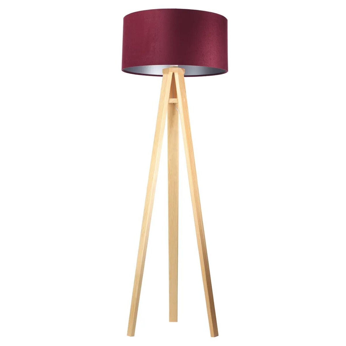 Lampa stojąca HOME 50 bordowa/srebrna/sosna