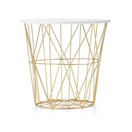 STOLIK KAWOWY Rissa złoty/biały marmur OKRĄGŁY 42cm