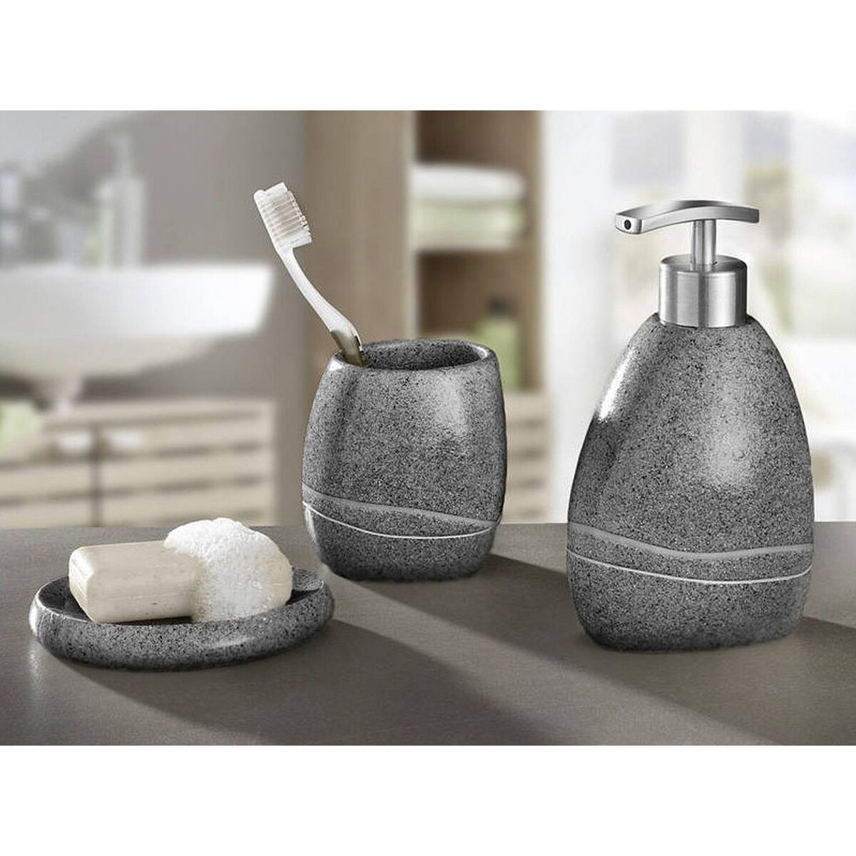 Kleine Wolke Stones Dozownik do mydła ciemny szary