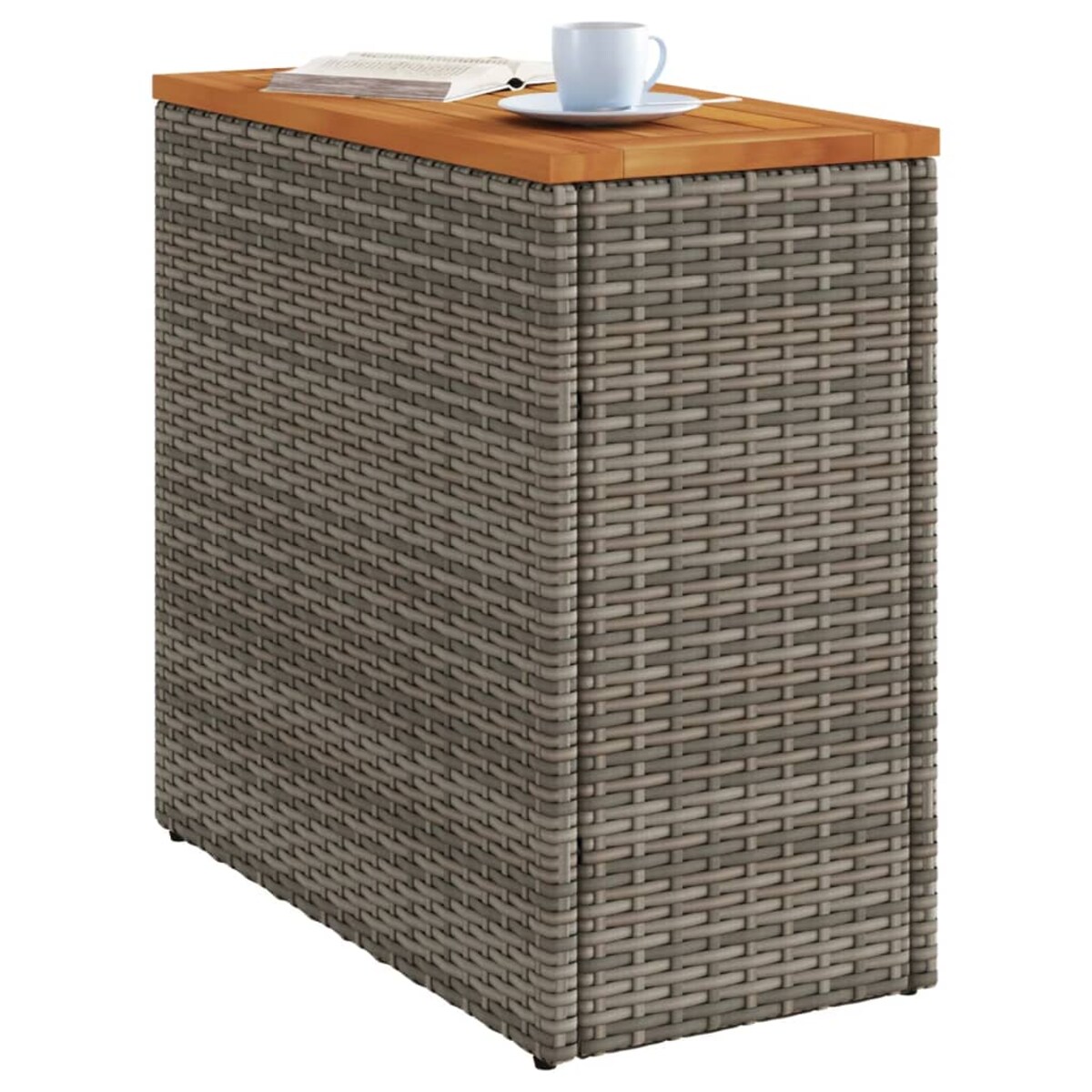 vidaXL Stolik ogrodowy z drewnianym blatem, szary, 58x27,5x55 cm