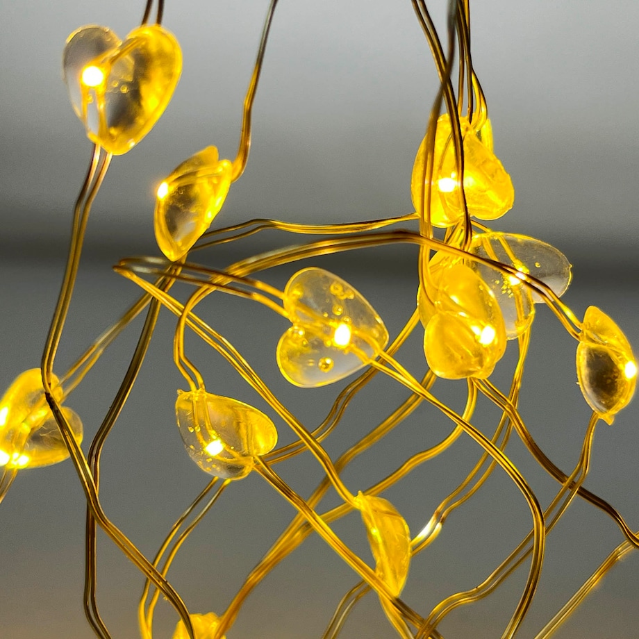 Lampki Druciki 20 Led Na Baterie Boże Narodzenie Ciepły Biały 95 Cm Serca