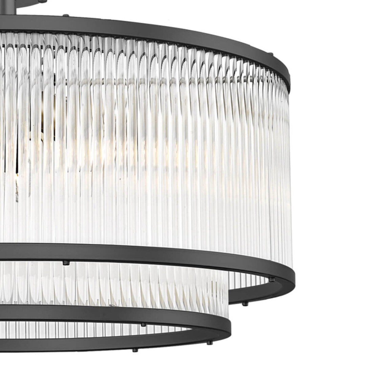 Metalowa lampa przysufitowa Sergio C0528-06H-P7AC Zumaline okrągła szkło przezroczysty czarny