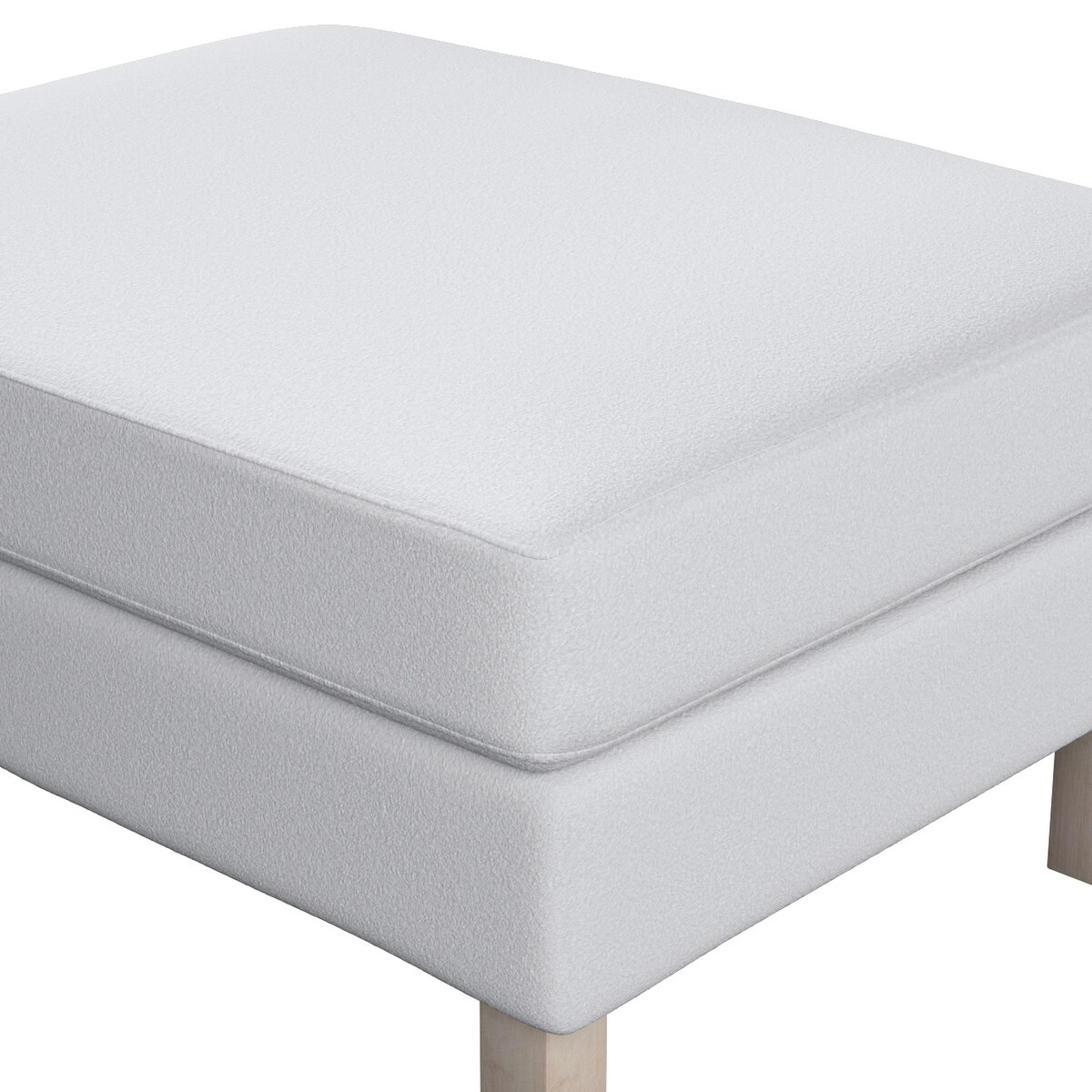 Pokrowiec na podnóżek Karlstad, biała bukla, 61 x 79 x 44 cm, Boucle Teddy
