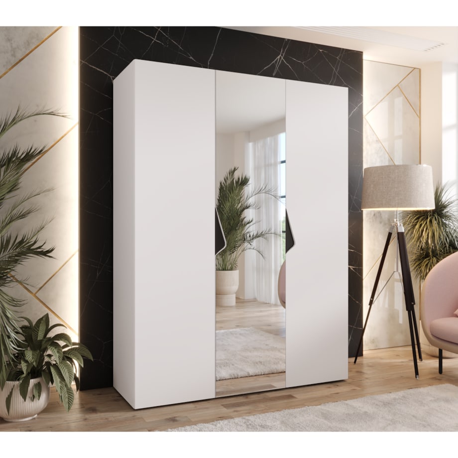 Szafa uchylna z lustrem Sandi 2 150 wys 202 cm Biały + u Czarny