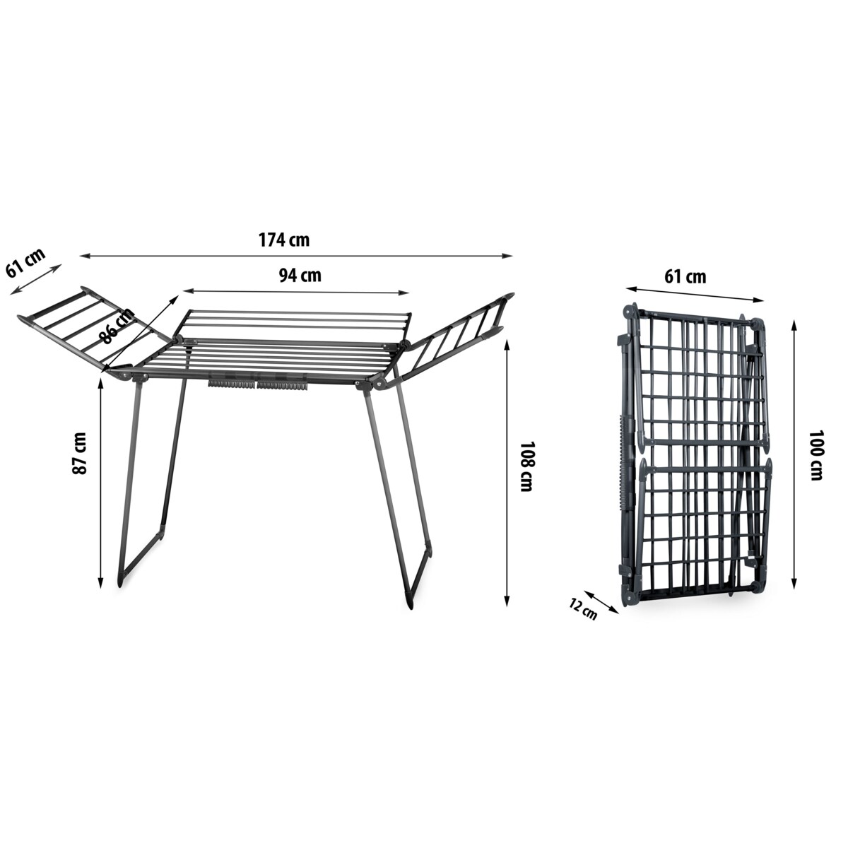 Suszarka na pranie stojąca rozkładana 22m Massido Lina czarna