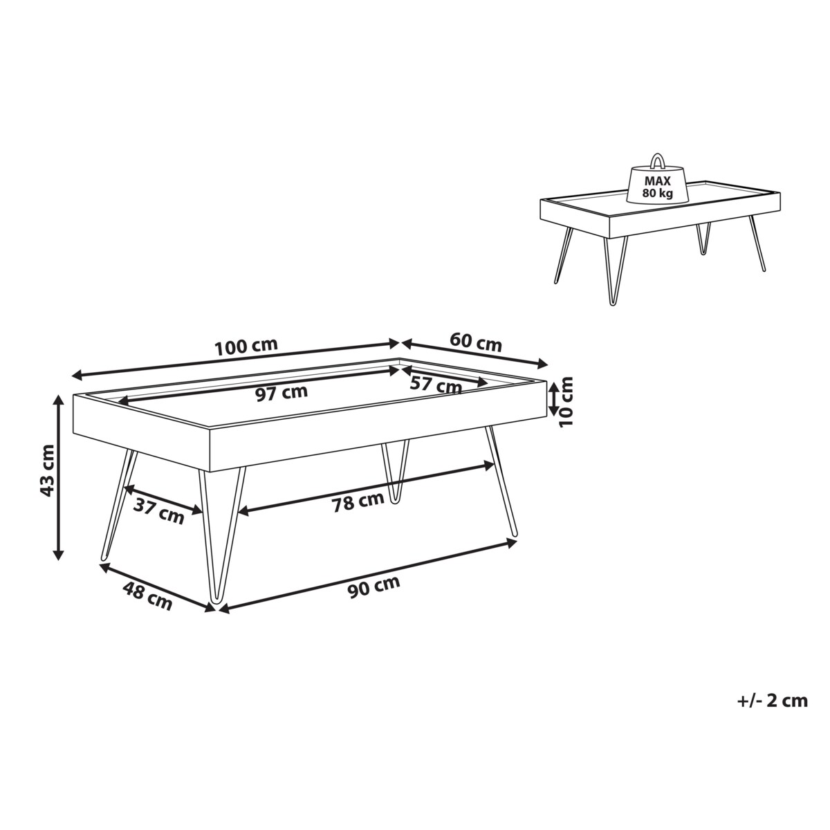 Stolik kawowy ciemne drewno WELTON