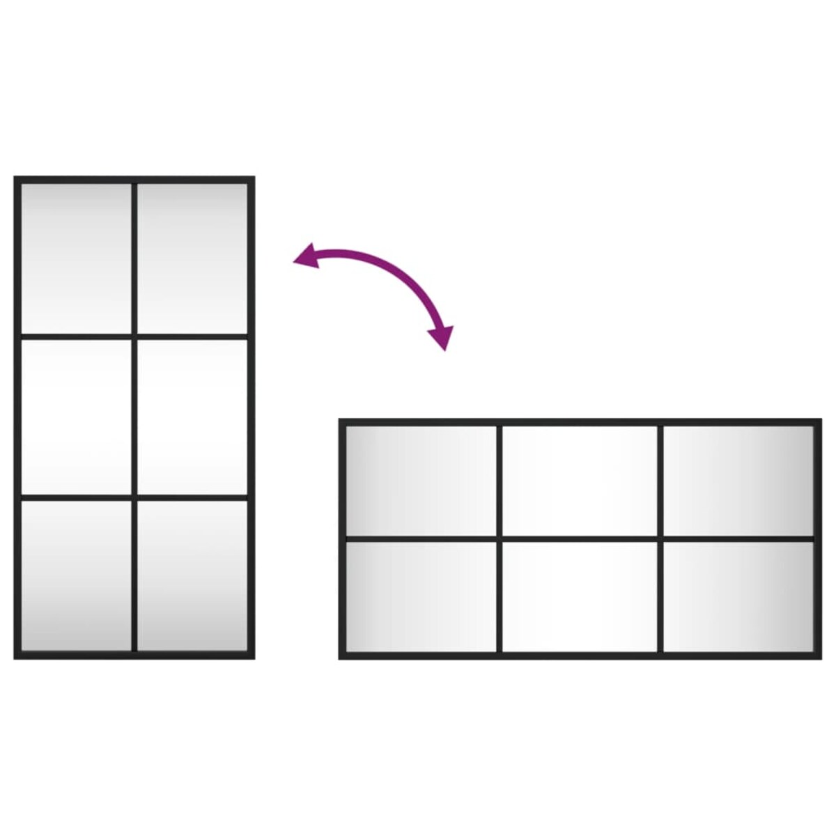 vidaXL Lustro ścienne, czarne, 30x60 cm, prostokątne, żelazo