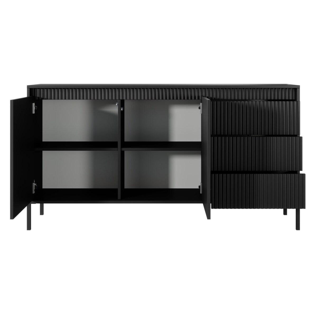 Komoda 153 2D3S ENSO ryflowana, czarna