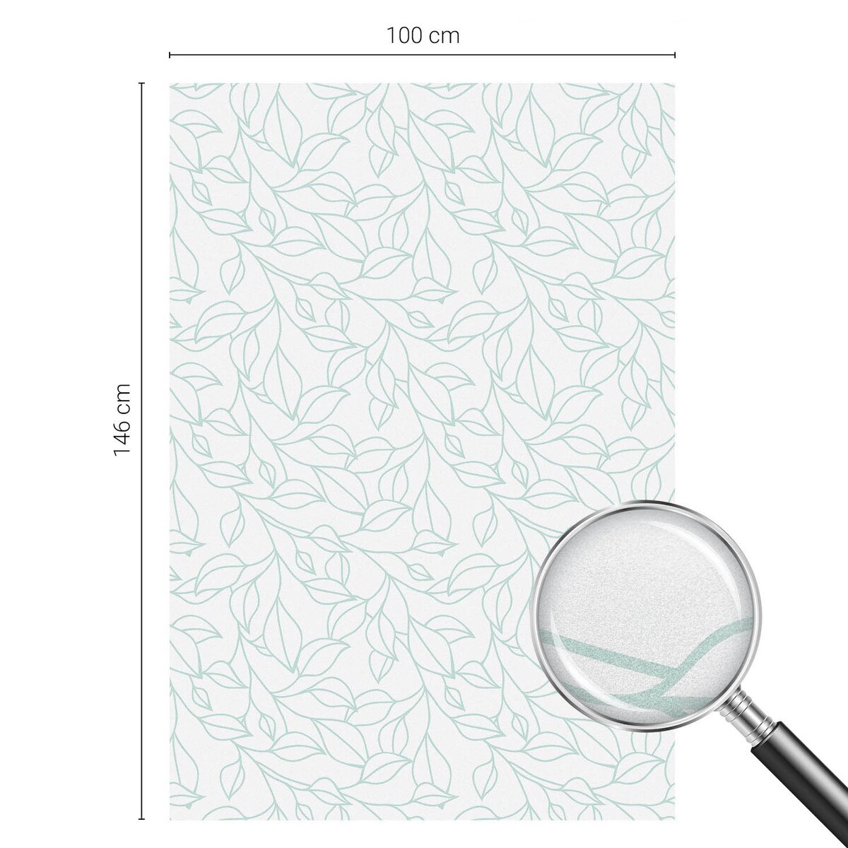 Okleina na szybę chroniąca prywatność - Motyw liści minimalistyczna elegancja - 100x146 cm