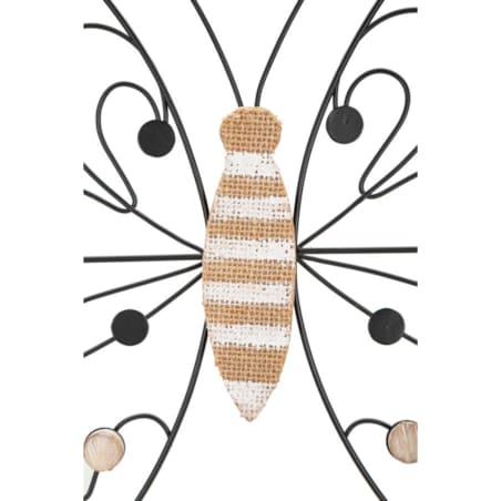 Dekoracja ścienna Butterfly, kolor brązowy i czarny, żelazo i płyta MDF, 39,5 x 33,5 cm, motyw: motyle, do salonu i przedpokoju, Mauro Ferretti