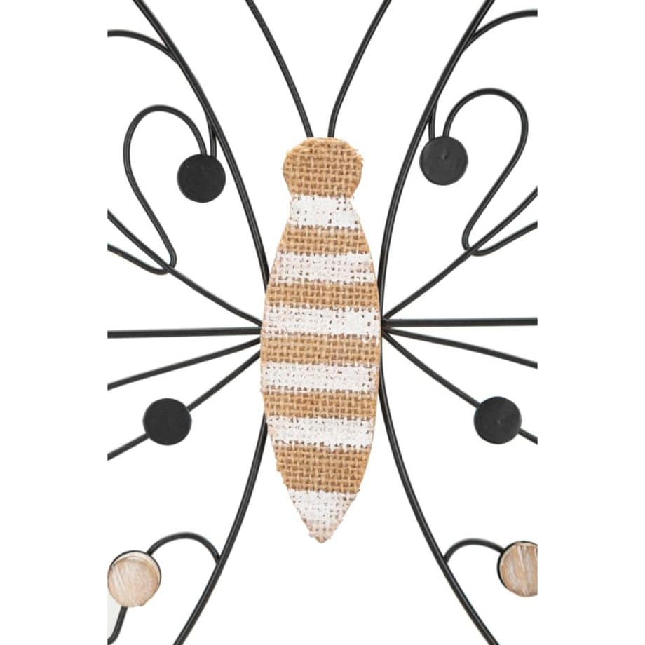 Dekoracja ścienna Butterfly, kolor brązowy i czarny, żelazo i płyta MDF, 39,5 x 33,5 cm, motyw: motyle, do salonu i przedpokoju, Mauro Ferretti