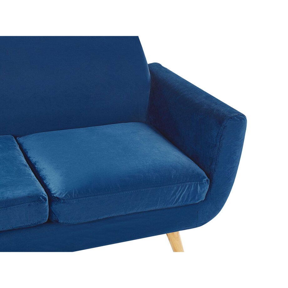 Pokrowiec na sofę 3-osobową welurowy niebieski BERNES