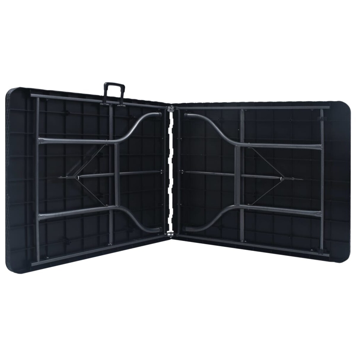 vidaXL Składany stolik, czarny 180x75x72 cm, HDPE, imitacja rattanu