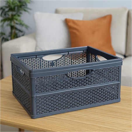 Pojemnik Plastikowy Składany Koszyk Na Zakupy Do Samochodu Skrzynka Na Owoce Warzywa 46,4 X 34 X 22 Cm Klapbox